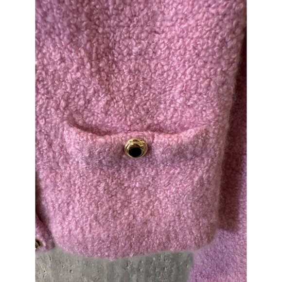 Miu Miu Pink Bouclé Wool-Blend Button-Up Cardigan With Pockets - Picture 10 of 16
